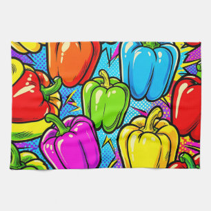 Pop Art Paprika Patroon Theedoek