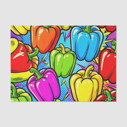 Pop Art Paprika Patroon Tissuepapier (Voorkant)