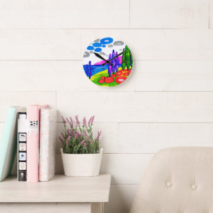 Pop Art Paradijs – Krachtig Grafisch Landschap Ronde Klok