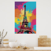 Pop Art Paris Eiffeltoren Poster Wall Art Print (Keuken)