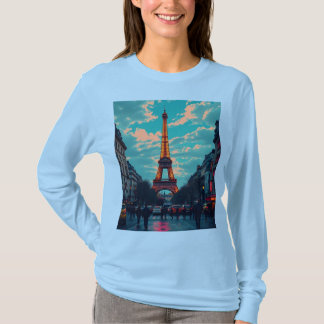 Pop Art Paris – levendig Retro stadsbeeld T-shirt
