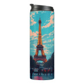Pop Art Paris – levendig Retro stadsbeeld Thermosbeker (Geroteerd rechts)
