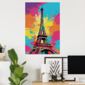 Pop Art Paris Tour Eiffel Poster Mur Art Imprimer (Bureau à domicile)