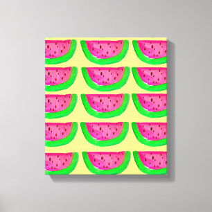 Pop Art pastèque rose sur toile citron