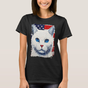 Pop Art Patriottische Witte Kat T-shirt