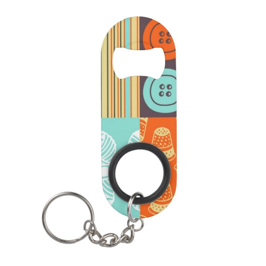 Pop-art patroon - naaien sleutelhanger flessenopener (Voorkant)
