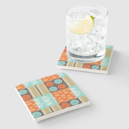 Pop-art patroon - naaien stenen onderzetter (Zijkant)