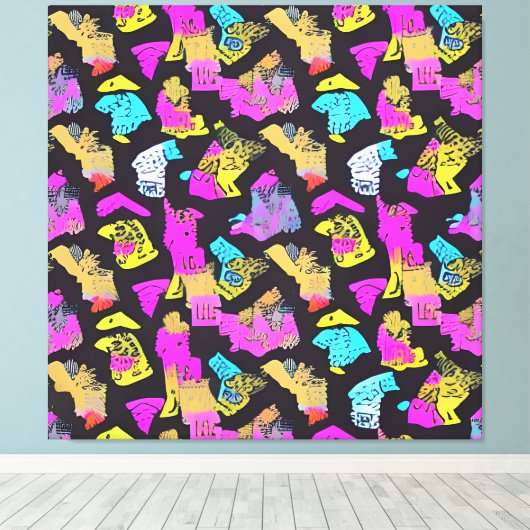  Pop Art Pattern Fabric Art Design Canvas Afdruk (Insitu (Houten vloer))