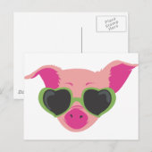 Pop art Piggy Briefkaart (Voorkant / Achterkant)