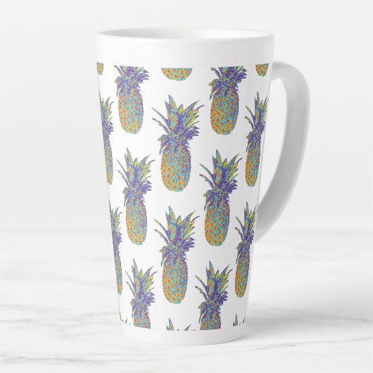 Pop Art Pineappels Latte Mok (Rechterhoek)