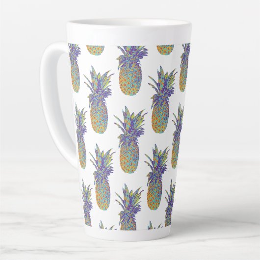 Pop Art Pineappels Latte Mok (Linkerhoek)