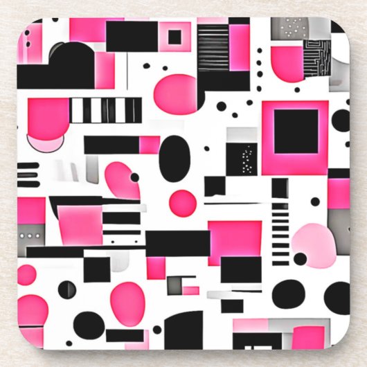 Pop Art Pink Geometry Design Bier Onderzetter (Voorkant)