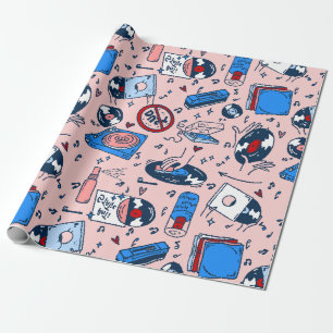 pop art platenverzamelaar muziekliefhebber vintage cadeaupapier