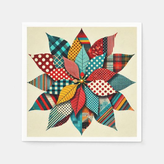 Pop Art Poinsettia Patterns Collage Decoupage Servet (Voorkant)