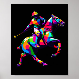 Pop Art Polo Paardrijden Paarden Equestrian Ho Poster