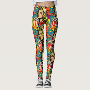 pop art pop-corn fille leggings