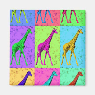 Pop Art Popart Walking Giraffe met meerdere kleure Magneet