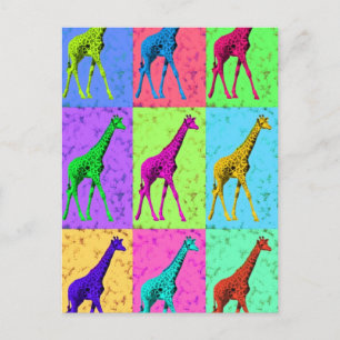 Pop Art Popart Walking Giraffe Multi-Color Briefkaart
