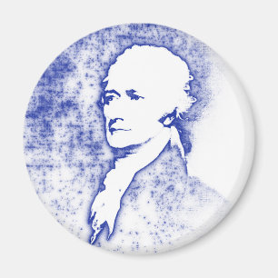 Pop Art Portrait Alexander Hamilton in Blue Magneet