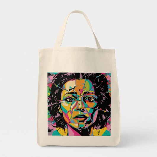 Pop Art Portret Abstracte vrouw gezicht Tote Bag (Voorkant)
