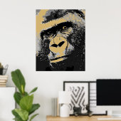 Pop Art Portret van Gorilla Poster Print (Thuiskantoor)