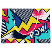 Pop Art Pow! Patroon in magenta, blauw en zwart Groot Cadeauzakje (Voorkant)