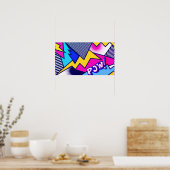 Pop Art Pow! Patroon in magenta, blauw en zwart Poster (Keuken)