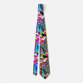 Pop Art Pow! Patroon in magenta, blauw en zwart Stropdas (Achterkant)