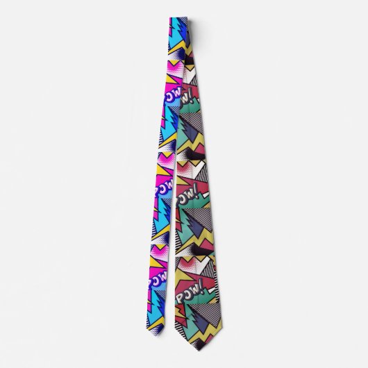 Pop Art Pow! Patroon in magenta, blauw en zwart Stropdas (Achterkant)
