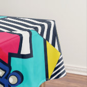 Pop Art Pow! Patroon in magenta, blauw en zwart Tafelkleed (Voorbeeld)