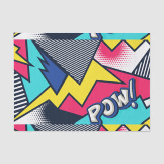 Pop Art Pow! Patroon in magenta, blauw en zwart Tissuepapier