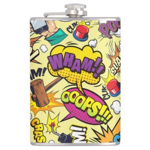 Pop Art Power Flask – Retro Comic Design Heupfles