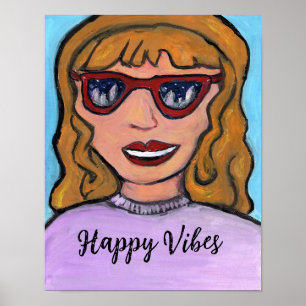 Pop Art Preppy Cartoon Meisje Uniek Tiener Plezier Poster