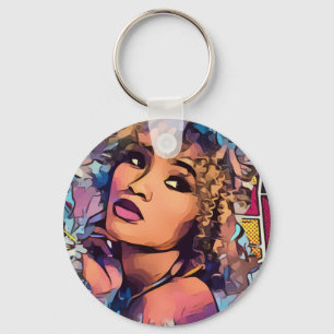 Pop Art Princess Button Sleutelhanger