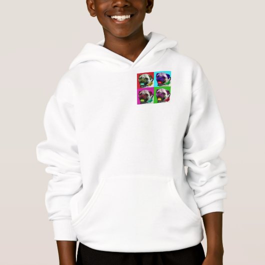 Pop Art Pug Kinder Zip Hoodie (Voorkant)