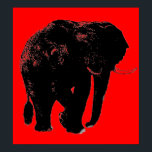Pop Art Red Black Elephant Silhouette Poster<br><div class="desc">Oeuvre de Pop d'Effet d'encre numérique - Croquis de logiciels pour animaux africains</div>