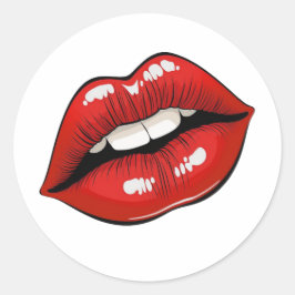 Pop Art Red Lips Ronde Sticker