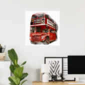 Pop Art Red London Bus Poster (Thuiskantoor)