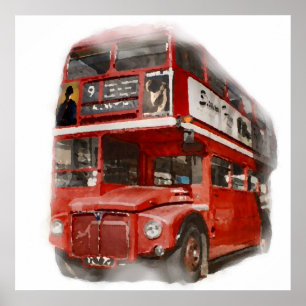 Pop Art Red London Bus Poster