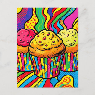 Pop Art Regenboog Cupcakes Explosie Briefkaart