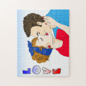 Pop Art Retro Couple die Romantisch nostalgisch zo Legpuzzel (Verticaal)