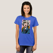 Pop Art Retro Femme en Casque Graphic T-Shirt (Devant entier)