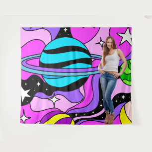 Pop Art Retro Ruimtefeest Decoratie Achtergrond Wandkleed