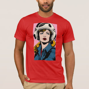 Pop Art Retro Vrouw in Helm Graphic T-Shirt