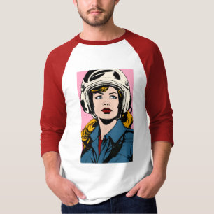 Pop Art Retro Vrouw in Helm Graphic T-Shirt