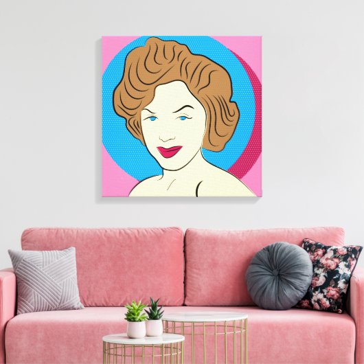 POP ART RETRO VROUW STRETCHED CANVAS ART PRINT (Insitu (Woonkamer))