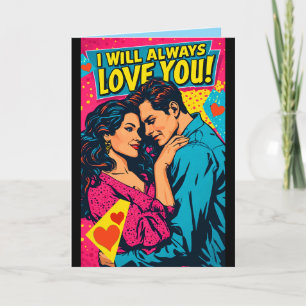 Pop Art Romantische Liefde Blauw Magenta Geel Kaart