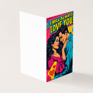 Pop Art Romantische Liefde Blauw Magenta Geel  Kaart