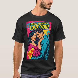 Pop Art Romantische Liefde Blauw Magenta Geel T-shirt