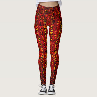 "Pop Art Rouge : Leggings de dame rouge foncé"